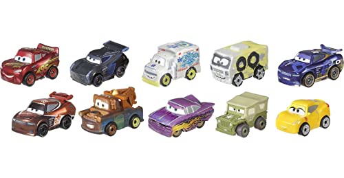 Mattel Disney Cars Toys Mini Racers Set of 10 Mini Toy Cars & Trucks, Collectibles Inspired by Disney Movies [Styles May Vary] (Amazon Exclusive)