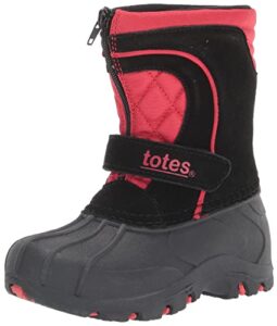totes boy's unisex kids bradley snow winter boots, black/red, 11 little