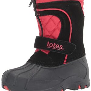 totes Boy's Unisex Kids Bradley Snow Winter Boots, Black/Red, 11 Little