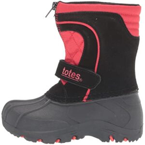 totes Boy's Unisex Kids Bradley Snow Winter Boots, Black/Red, 11 Little