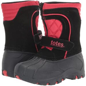 totes Boy's Unisex Kids Bradley Snow Winter Boots, Black/Red, 11 Little