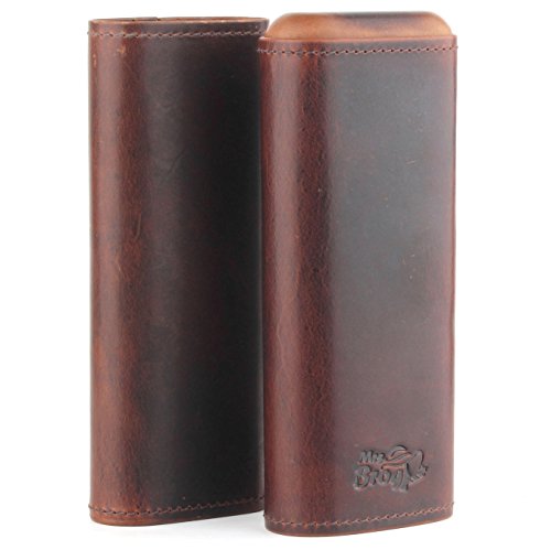 Leather Cigar Case - Two Tone Aniline Leather - [Tan]