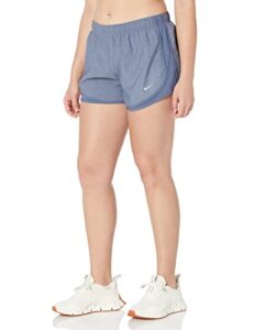 nike women's dry tempo short, obsidian/diffused blue/wolf grey, medium