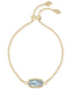 kendra scott elaina link chain bracelet for women, dainty fashion jewelry, 14k gold-plated brass, light blue illusion