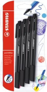 stabilo pointmax nylon tip pen - black blister 4