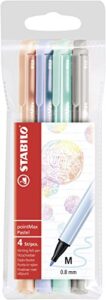 stabilo nylon tip writing pen pointmax - wallet of 4 - assorted pastel colors