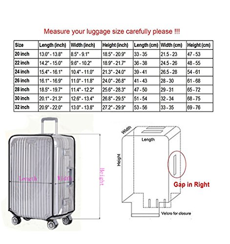 JenKin Luggage Protector Suitcase Cover PVC Waterproof Travel Suitcase Fits Most 20" 22" 24" 26" 28" (30'')