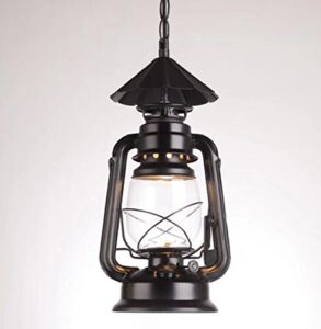 retro lanterne pendant lighting metal glass shade kerosene ceiling light pendant lamp,matt black finish