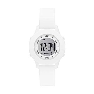skechers women's rosencrans digi quartz casual sports silicone nurse digital watch, color: white (model: sr6142)