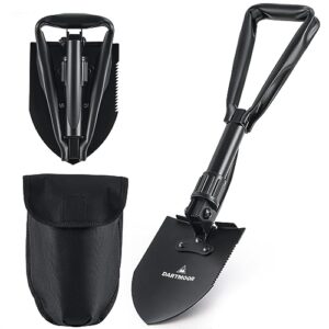dartmoor mini folding shovel high carbon steel, portable lightweight outdoor tactical survival foldable mini shovel, entrenching tool, camping, hiking, digging, backpacking, car emergency