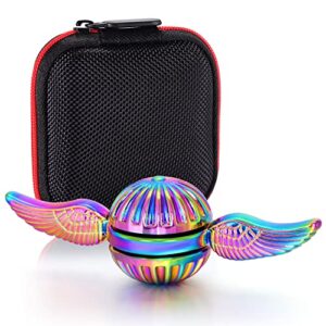 solid metal sphere fidget spinner iridescent sensory hand finger spinning toy add adhd stress relief anxiety relieves reducer for kids and adults.