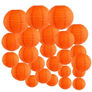 just artifacts decorative round chinese paper lanterns 24pcs assorted sizes (color: red orange)