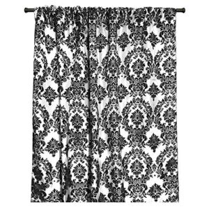 lovemyfabric taffeta flocking damask print window curtain panel/stage backdrop/photography backdrop-black on white (2, 56"x72")