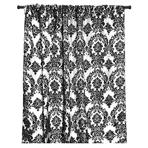 lovemyfabric Taffeta Flocking Damask Print Window Curtain Panel/Stage Backdrop/Photography Backdrop-Black on White (2, 56"X72")