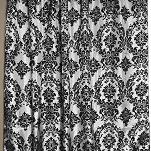 lovemyfabric Taffeta Flocking Damask Print Window Curtain Panel/Stage Backdrop/Photography Backdrop-Black on White (2, 56"X72")