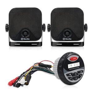 herdio receiver/speaker package, mp3/usb am/fm marine stereo bundle for boat atv utv spa.