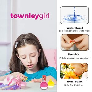 Townley Girl Disney Princess Sparkly Cosmetic Makeup Set for Girls with Lip Gloss Nail Polish Nail Stickers - 11 Pcs|Perfect for Parties Sleepovers Makeovers Birthday Gift for Girls 3+