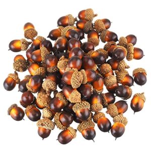 pangda 60 pack artificial acorns lifelike with acorn cap simulation small acorn for diy crafting, wedding, house decor (color a)