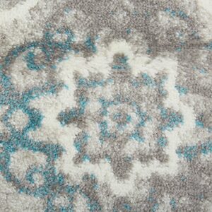 Home Dynamix Boho Andorra Transitional Damask Area Rug, Grey/Blue, 5'2"x7'2"