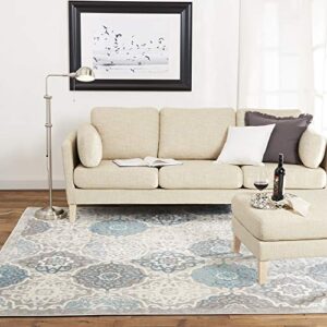 Home Dynamix Boho Andorra Transitional Damask Area Rug, Grey/Blue, 5'2"x7'2"