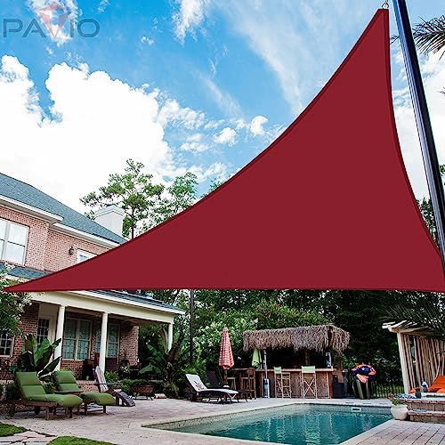 Patio Paradise Sun Shade Sail 12' x 12' x 17' Right Triangle Canopy Waterproof 260GSM UV Block Durable Awning Canopy Outdoor Garden Backyard Red