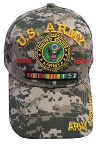 us army vietnam veteran us flag bill official licensed military baseball cap (one size fits all, dig camo)