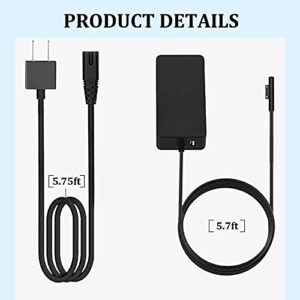 65W Laptop Charger Replacement for Microsoft Surface Pro 3 4 5 6 7 8 X Power Adapter,Surface Laptop 1 2 3,Compatible for Both Microsoft Surface Book Laptop/Tablet,Works with 65W&44W&36W&24W