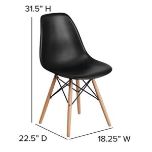 Flash Furniture Elon Series Black Plastic Chair with Wooden Legs