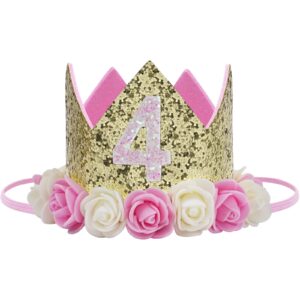 baby birthday crown, birthday party hat for 4 years girls boys unisex tiara photo props decorations birthday gifts