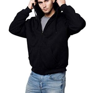 Sweatshirts for Men Zipper Hoodie, Fleece Lining Sweater Jacket Black Large