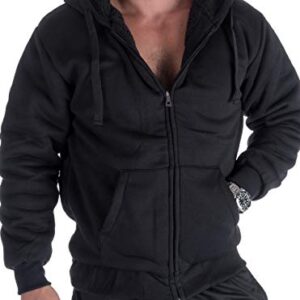 Sweatshirts for Men Zipper Hoodie, Fleece Lining Sweater Jacket Black Large