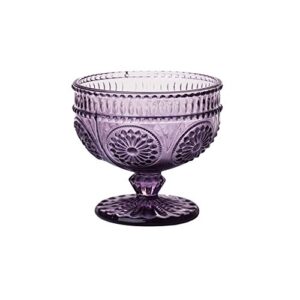choold vintage flower embossed glass footed dessert bowl ice cream bowl trifle bowl salad bowl candy cake bowl for home party wedding 9oz