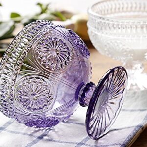 CHOOLD Vintage Flower Embossed Glass Footed Dessert Bowl Ice Cream Bowl Trifle Bowl Salad Bowl Candy Cake Bowl for Home Party Wedding 9oz