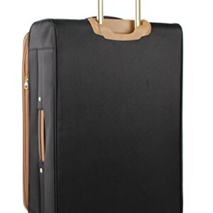 Steve Madden Designer Luggage Collection- 3 Piece Softside Expandable Lightweight Spinner Suitcases- Travel Set includes Under Seat Bag, 20-Inch Carry on & 28-Inch Checked Suitcase (Harlo Black)