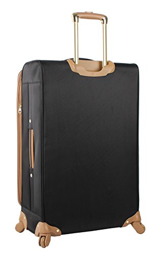 Steve Madden Designer Luggage Collection- 3 Piece Softside Expandable Lightweight Spinner Suitcases- Travel Set includes Under Seat Bag, 20-Inch Carry on & 28-Inch Checked Suitcase (Harlo Black)