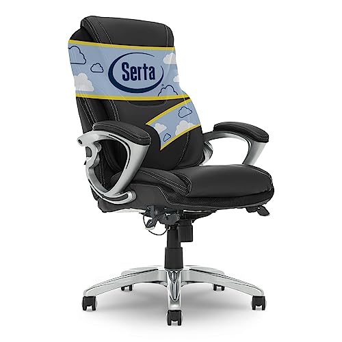 Serta AIR Health and Wellness Executive Office Chair, High Back Big and Tall Ergonomic for Lumber Support Task Swivel, Bonded Leather, Black