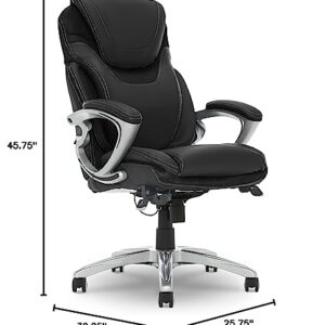 Serta AIR Health and Wellness Executive Office Chair, High Back Big and Tall Ergonomic for Lumber Support Task Swivel, Bonded Leather, Black