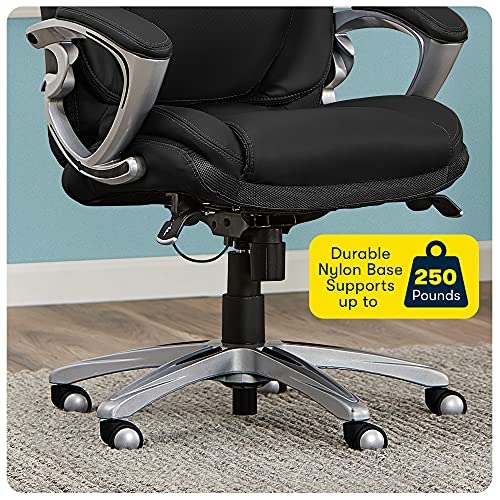 Serta AIR Health and Wellness Executive Office Chair, High Back Big and Tall Ergonomic for Lumber Support Task Swivel, Bonded Leather, Black