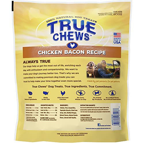 Blue Buffalo True Chews Natural Dog Treats, Chicken Bacon Recipe 12 oz bag