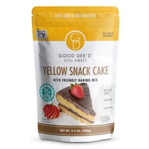 good dee's keto yellow snack cake mix, gluten free, no added sugar, gluten free, grain-free, soy-free, diabetic, atkins & ww friendly (2g net carbs, 12 serving)