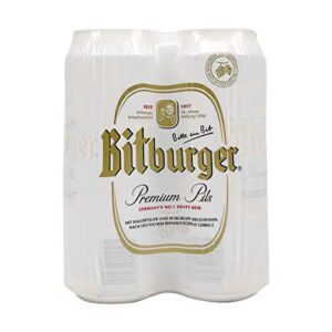 bitburger pilsner beer 4% abv, 16.9 oz, 4 pk
