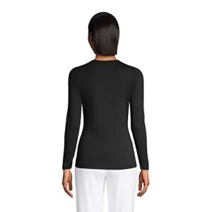 Lands' End Womens Long Sleeve Shaped 1x1 Rib Crew Black Regular Large