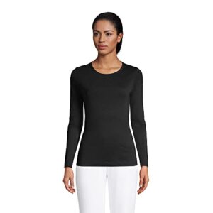 Lands' End Womens Long Sleeve Shaped 1x1 Rib Crew Black Regular Large