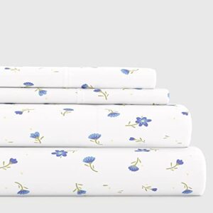 linen market 4 piece queen bedding sheet set (light blue floral) - sleep better than ever with these ultra-soft & cooling bed sheets for your queen size bed - deep pocket fits 16" mattress