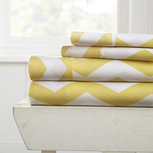 ienjoy home 4 piece sheet set patterned, calking, arrow yellow