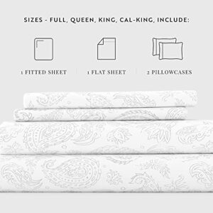 ienjoy Home 4 Piece Coarse Paisley Patterned Home Collection 4 Sheet Set, King, Gray