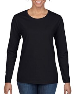 gildan women's heavy cotton long sleeve t-shirt, 2-pack, black, large