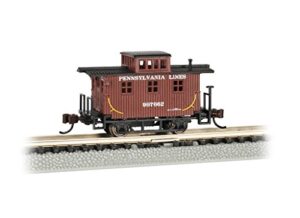 bachmann old-time caboose - pennsylvania lines - n scale, prototypical brown