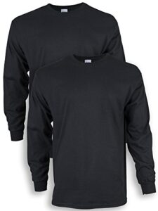 gildan men's ultra cotton long sleeve t-shirt, style g2400, multipack, black (2-pack), large