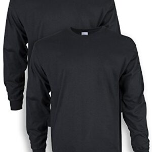 Gildan Men's Ultra Cotton Long Sleeve T-Shirt, Style G2400, Multipack, Black (2-Pack), Large